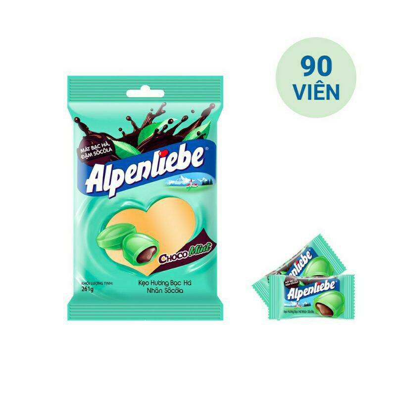 Kẹo alpenliebe hương bạc hà nhân socola choco mint mát bạc hà đậm socola gói 90 viên - đồ ăn vặt giá rẻ