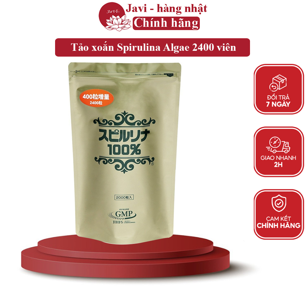 Tảo Xoắn Túi Spirulina 2400 Viên Tảo Xoắn Spirulina Nhật Bản Dạng Túi