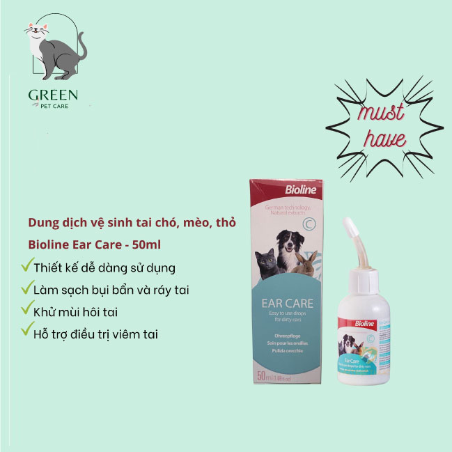 Nước Rửa Vệ sinh Tai Cho Chó Mèo Ear Care Bioline 50ml