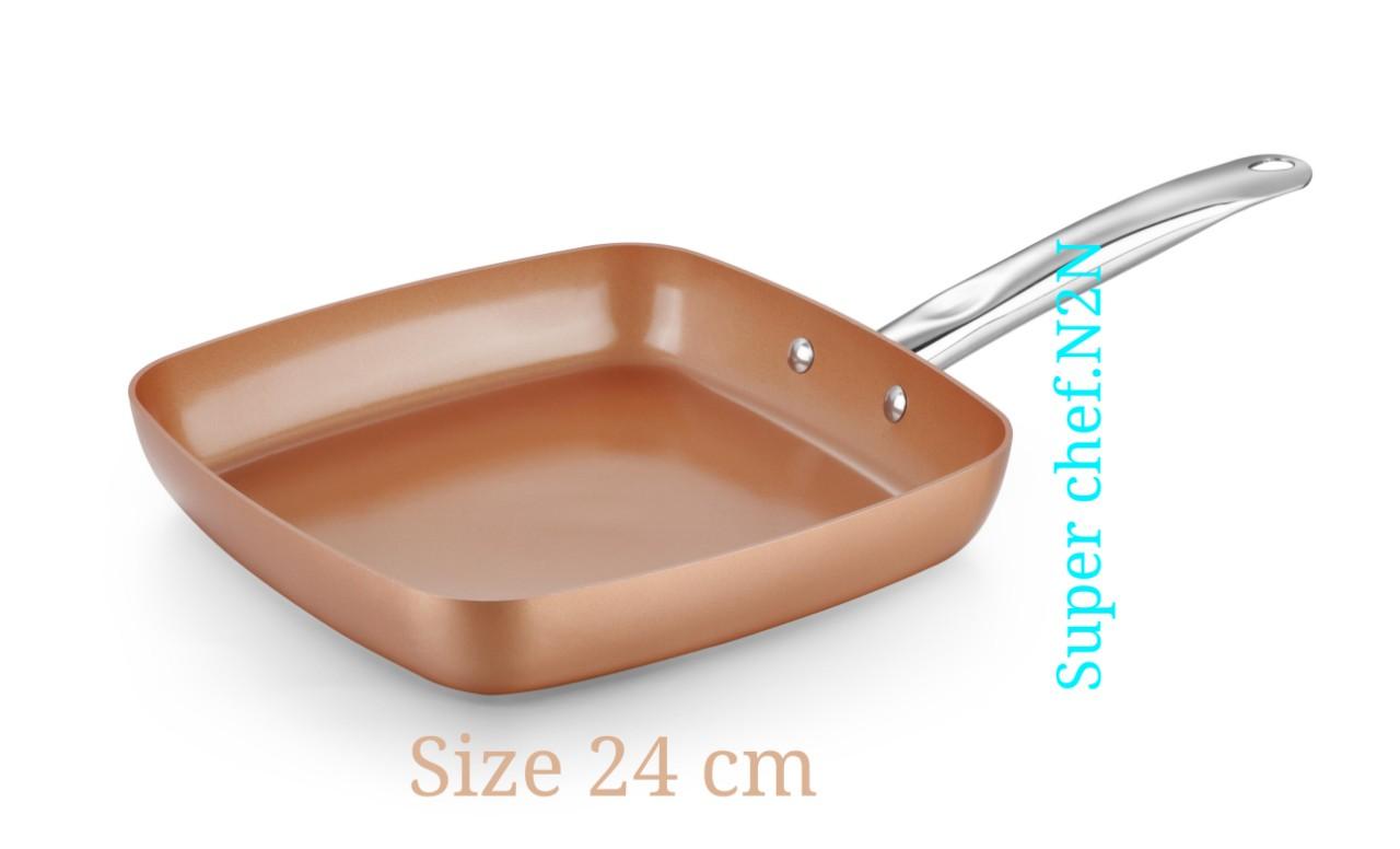 Chảo vuông SUPER CHEF hợp kim tráng men đáy từ 24*24cm