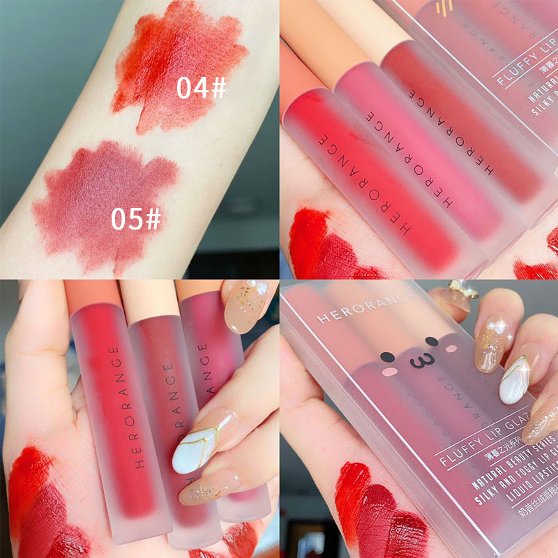 Bộ Hộp Quà Tặng 3 Món HERORANGE - Son Môi Mờ Thanh Lịch Lâu Dài Dễ Dàng Áp Dụng Trang Điểm Làm Đẹp