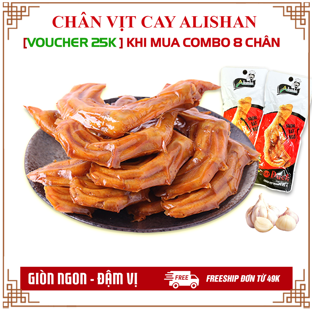Chân vịt cay Việt Nam hãng Alishan, chân vịt ủ xì dầu tỏi ớt vị cực phê ăn cực đã, đồ ăn vặt uống bia cực ngon, KV02, Bambu Food