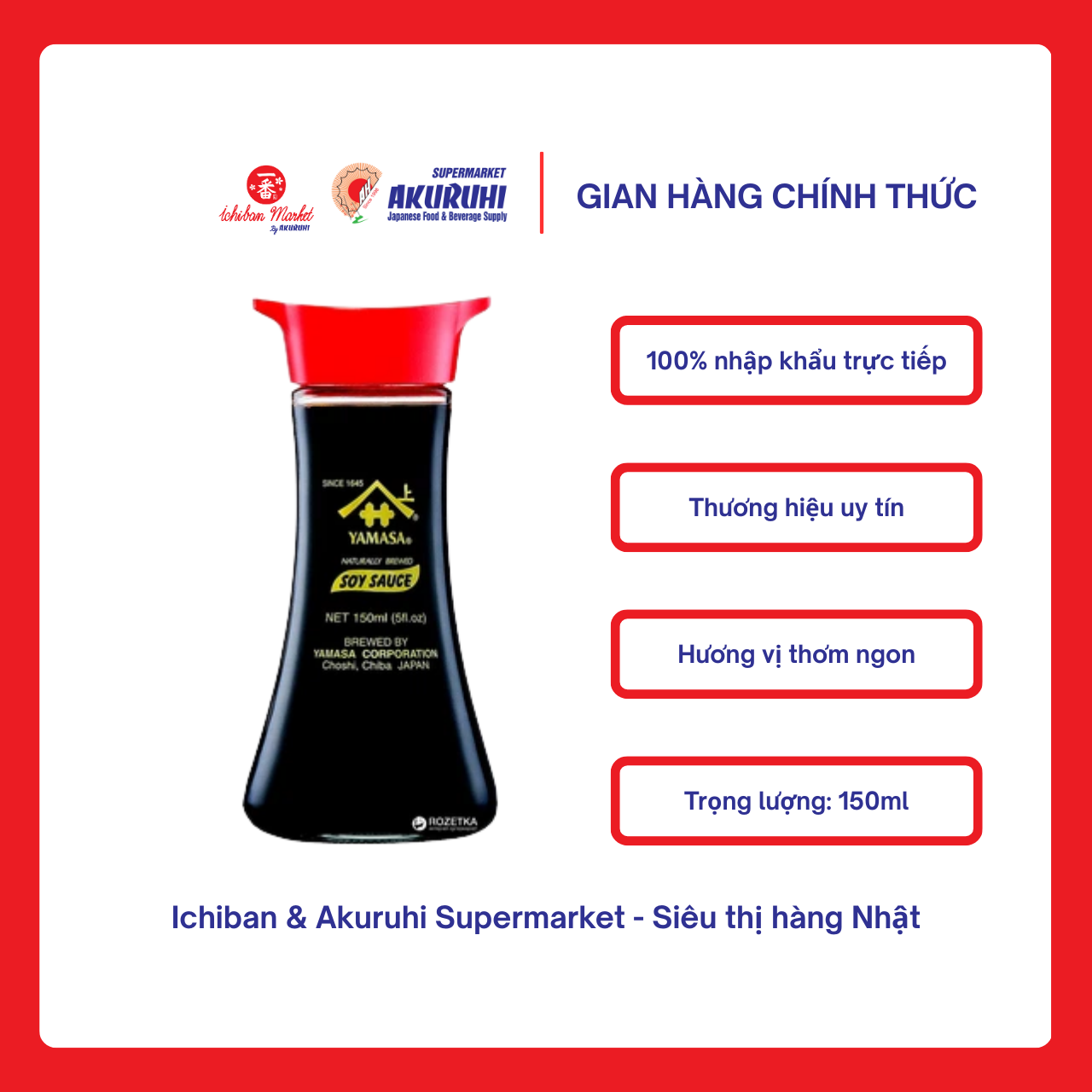[Ichiban Market] Nước Tương Đậu Nành Yamasa Shoyu Nguyên Chất 150ml