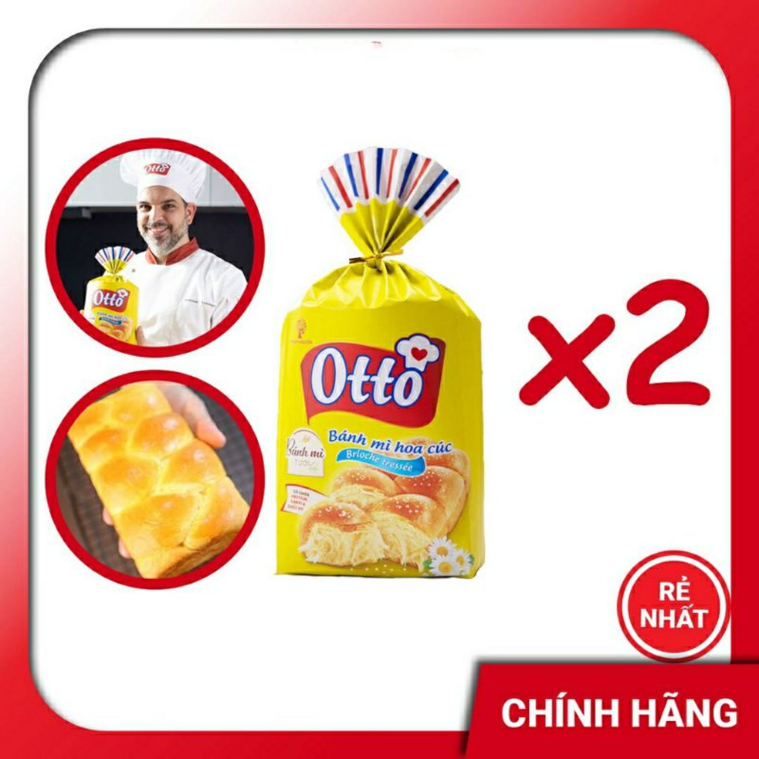 Chính hãng combo 2 bịch bánh mì hoa cúc otto - otto brioche