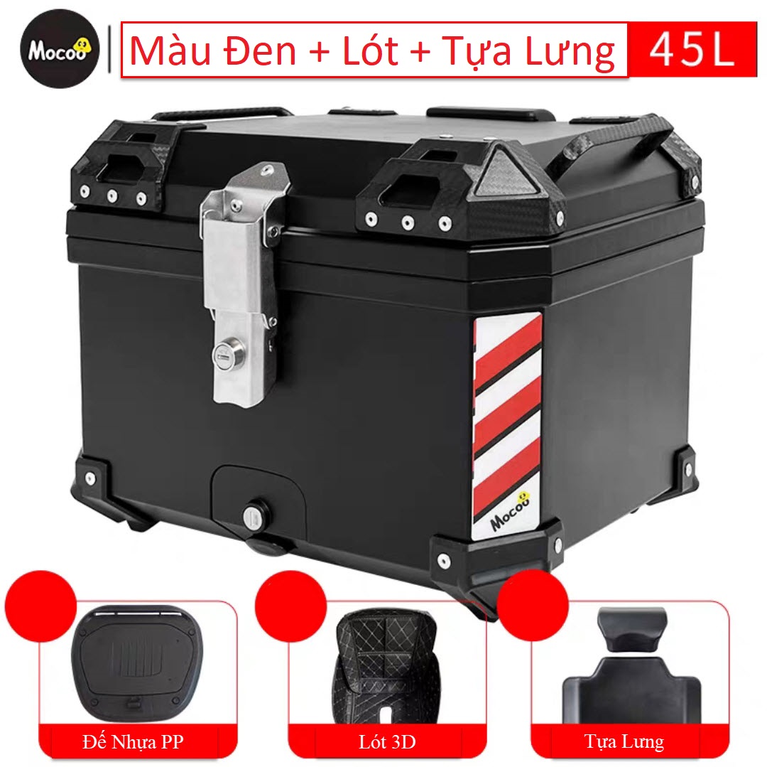 Thùng nhôm nhựa 45L Mocoo gắn xe máy