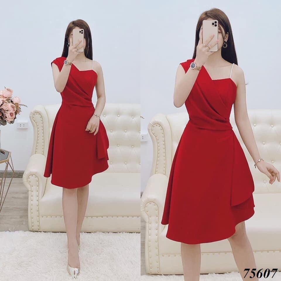 Đầm xòe 1 vai peplum sang chảnh
