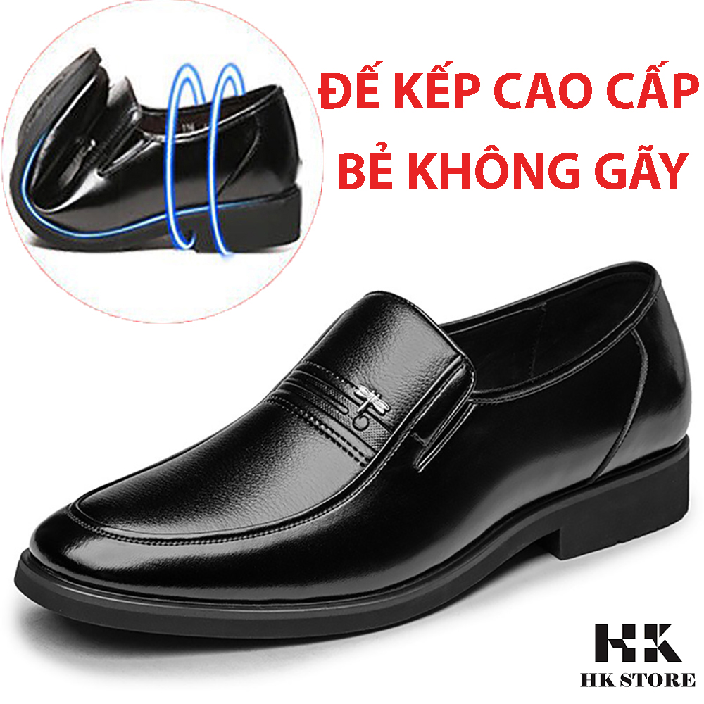 Giày nam trung niên HK.STORE da bò xịn thích hợp cho người trung tuổi, giày da mềm đế kếp bền bỉ và chắc chắn.