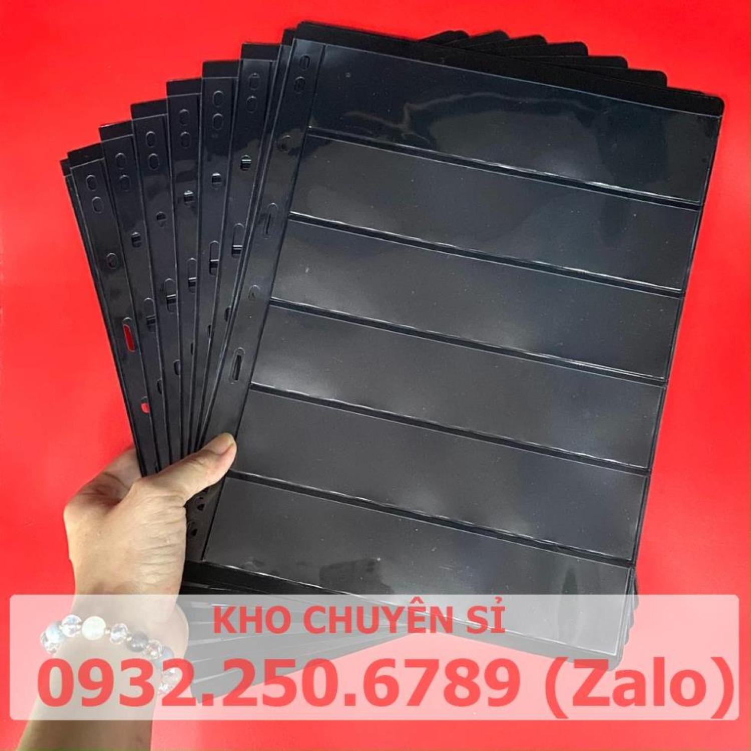 Combo 10 phơi tem 3 ngăn đen đựng tem 2 mặt chính hãng mingt pccb