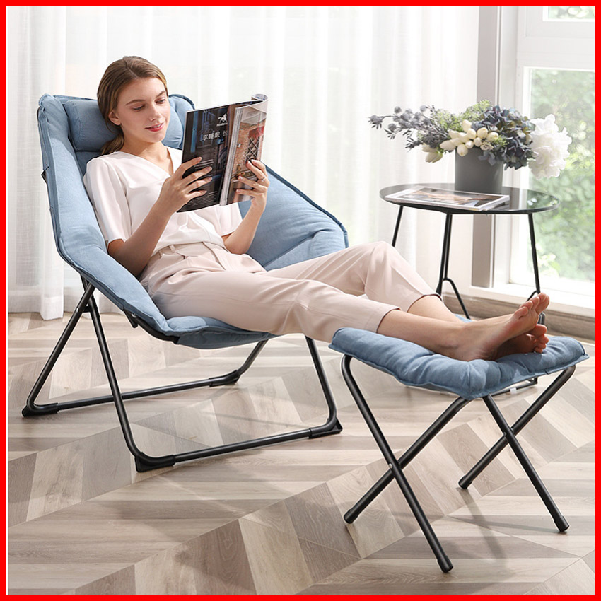 Ghế xếp thư giãn Vigro, thiết kế tinh tế khung kim loại chắc chắn, kèm gác chân, Ghế tựa lưng thư giãn, ghế nằm đọc sách xem phim