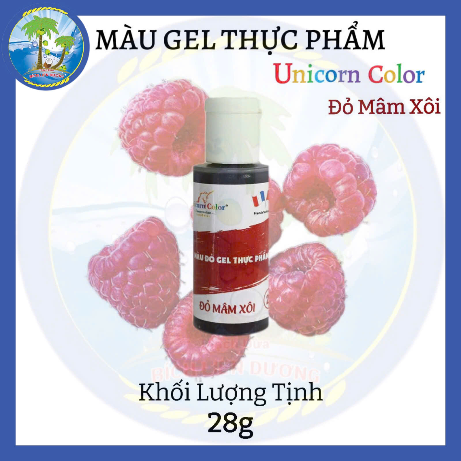 [Chai 28g] Màu đỏ mâm xôi_Màu thực phẩm dạng gel hiệu Unicorn