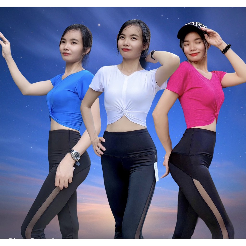 Áo croptop tập gym, yoga,aerobic, thể thao, chạy bộ, đi tập đi chơi phối quần rời đều phù hợp