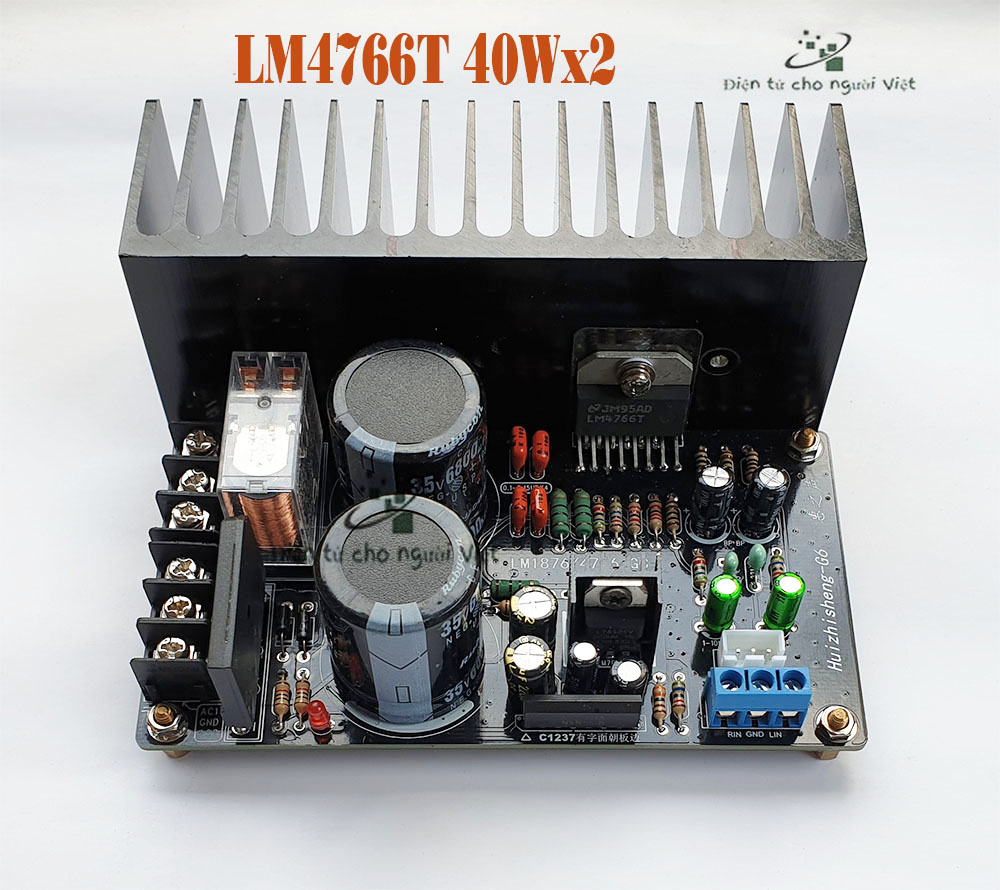 Bộ KIT tự lắp mạch khuếch đại âm thanh ampli  2.0 LM4766 (LM1876TF) 40Wx2