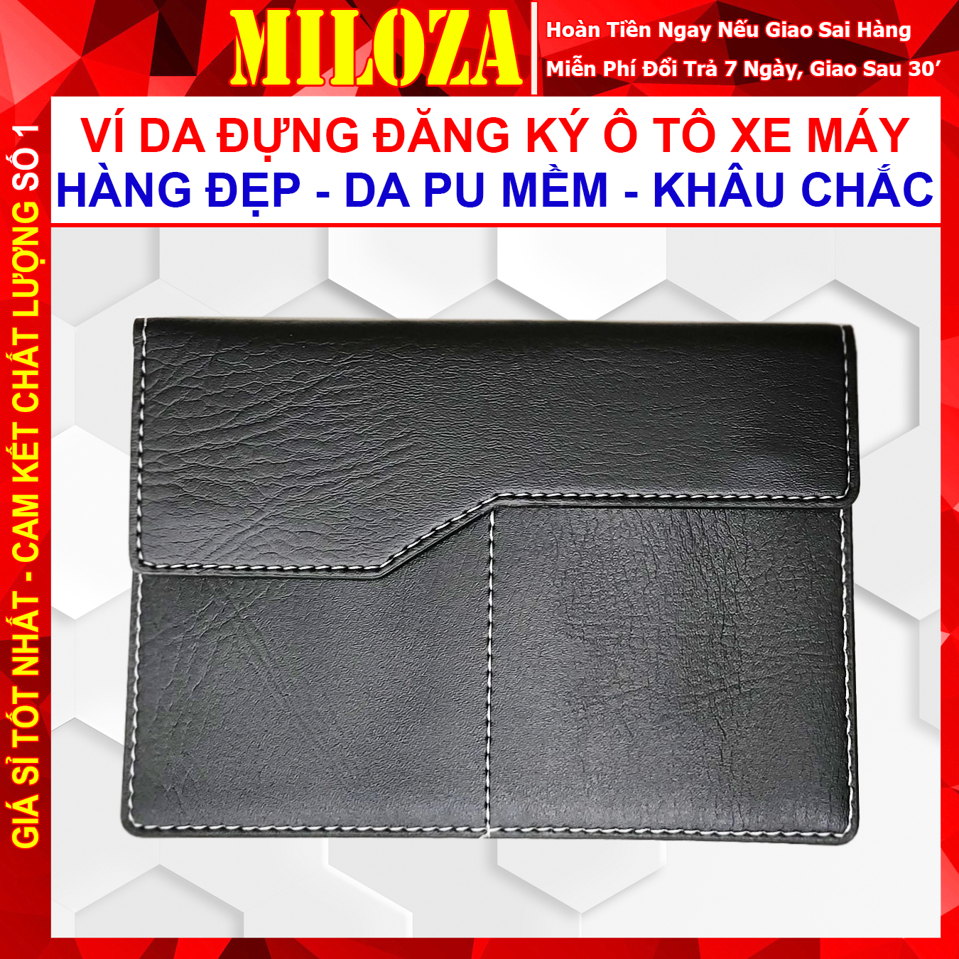 Ví Da Đựng Giấy Tờ Đăng Ký, Đăng Kiểm Ô tô Xe Máy - Ví Đựng Thẻ ATM, Tiền, Giấy Tờ Xe - Da Mềm Đẹp, Chắc Chắn- MILOZA