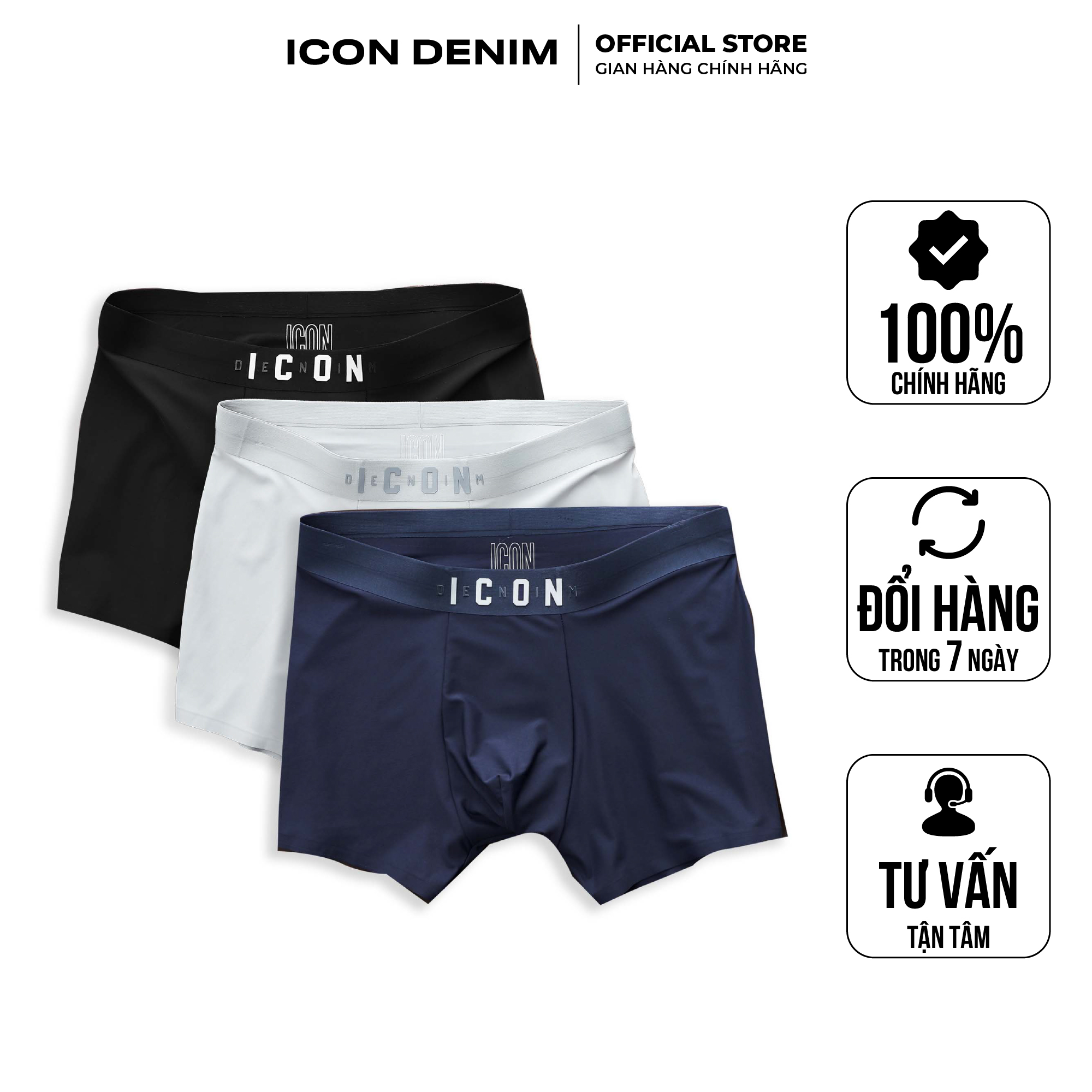 Quần boxer nam thun co dãn icon denim coolmax thoải mái hút ẩm khô nhanh bxid0007