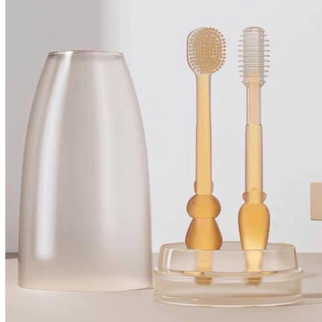 Set rơ lưỡi và bàn chải đánh răng silicon vệ sinh răng miệng mềm mại cho bé