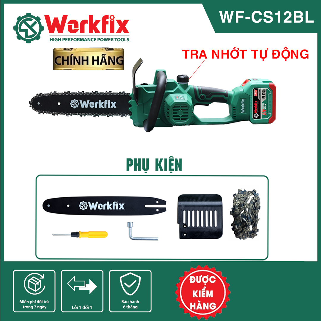 Máy cưa xích dùng pin Workfix, Kéo tỉa cành pin cầm tay pin phổ thông makita, máy cắt cành, máy tỉa cành BH 12 tháng