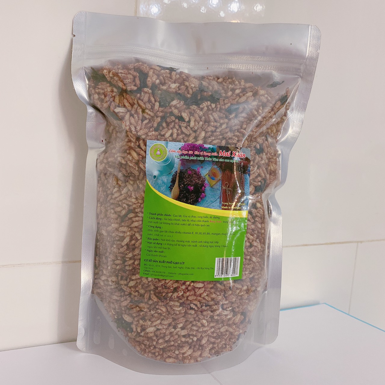 Cốm gạo lứt sấy rong biển bịch 500gr