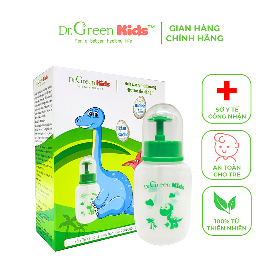 Bình rửa mũi Dr.Green cho bé, tặng kèm 30 gói muối biển.