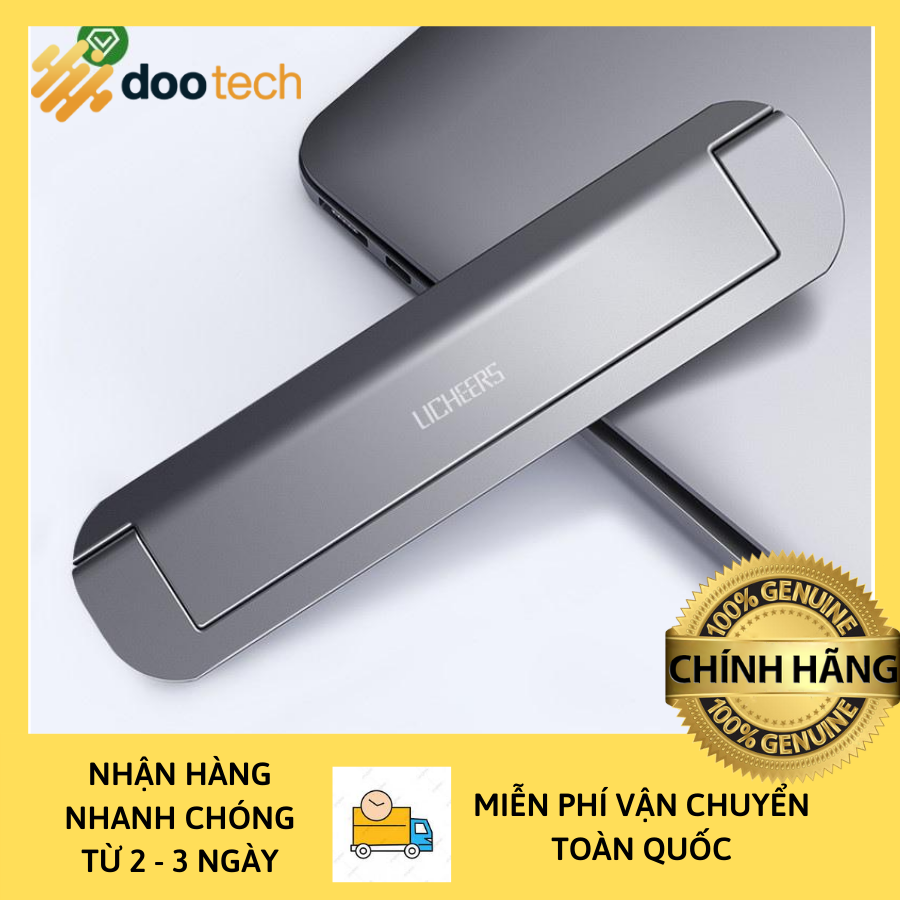 Đế tản nhiệt nhôm gấp gọn, siêu mỏng, chính hãng Licheers dùng cho cho Macbook, Surface, Asus, Samsung, Huawei, LG, Lenovo và các dòng máy tính để bàn khác