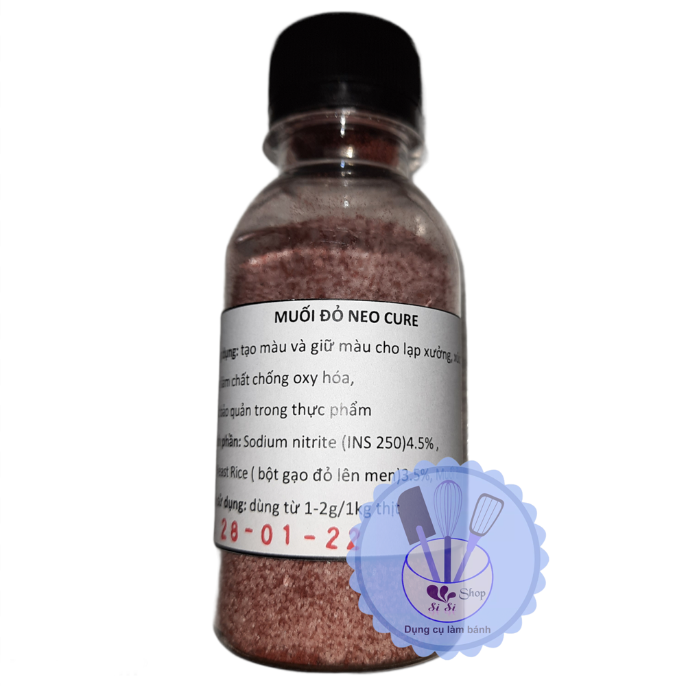 Muối đỏ làm lạp xưởng, xúc xích 100g ( dạng chai)- TẶNG KÈM 1 MUỖNG ĐONG 2G