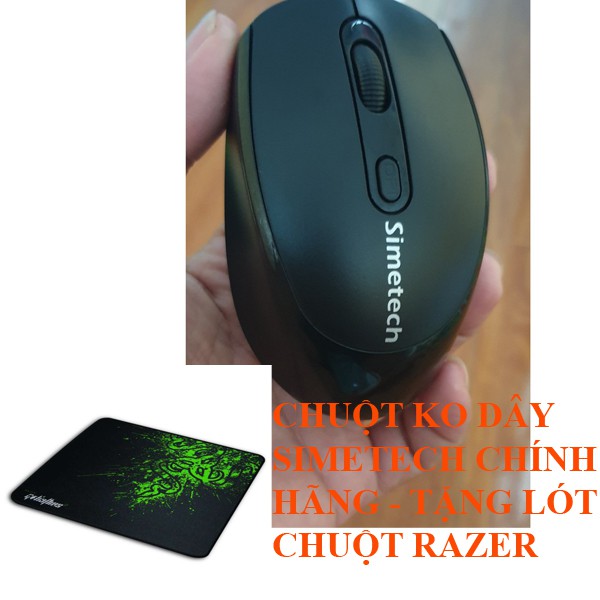 Combo chuột không dây simetech s990 tặng miếng lót chuột razer cực đẹp