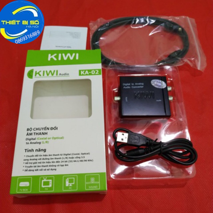 Bộ chuyển âm thanh KIWI BOX TV 4K quang optical sang audio AV ra amply KA-02