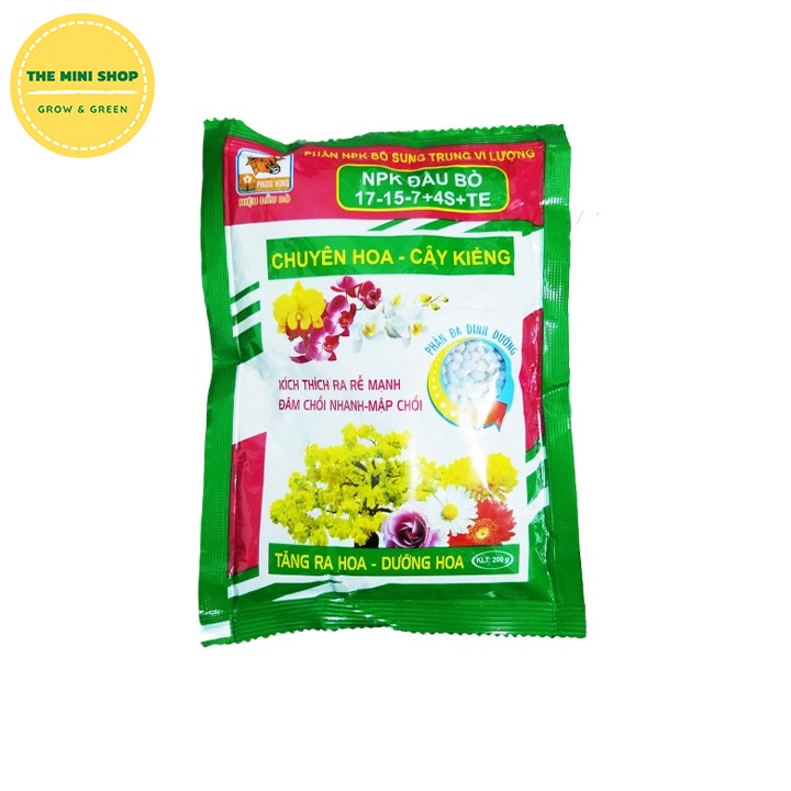 Phân bón cho hoa cây kiểng 17-15-7+4S+TE - Npk đầu bò 200g
