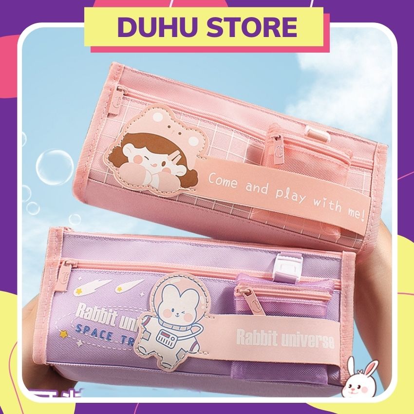 [TẶNG SỔ] Hộp Bút Vải Đẹp Hình Hàn Quốc Cỡ To Nhiều Ngăn Hot - Túi Đựng Bút Đa Năng, Đựng Mỹ Phẩm, Văn Phòng Phẩm DUHU HBV59
