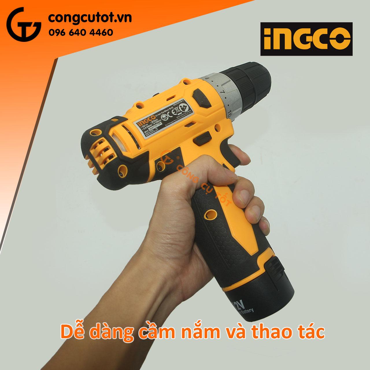 Máy khoan và vặn vít dùng pin ingco cdli228120-2 12v