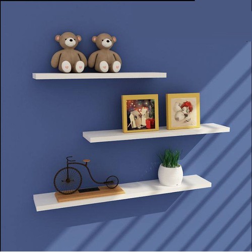 Kệ Treo Tường Trang Trí Màu Trắng - Bộ 3 Thanh Gỗ Ngang 40cm x 15 - Kệ bếp, Kệ gia vị, Kệ sách, Kệ nội thất, Kệ trang trí phòng khách, Kệ ván ép, Kệ gỗ, Kệ sơn trắng