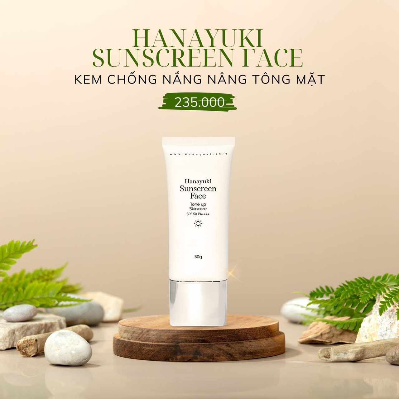 Kem Chống Nắng Nâng Tông Cho Mặt Hanayuki Sunscreen Face 50gr