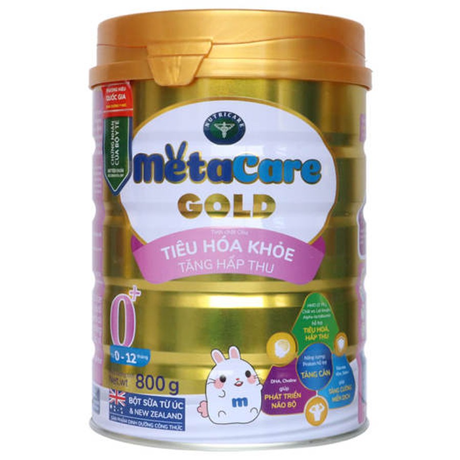 Sữa công thức Meta Care Gold 0+ lon 800g - Tiêu hoá khoẻ - tăng hấp thu