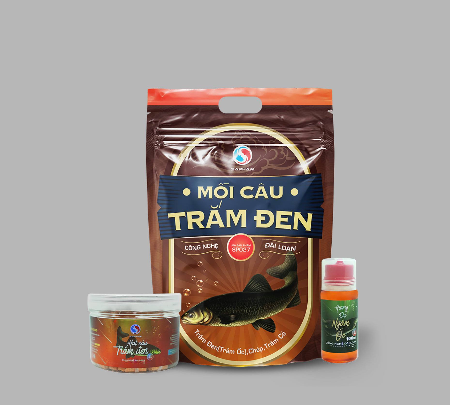 Bộ mồi câu trắm đen sa phạm - vị thơm - lam đồ fishing