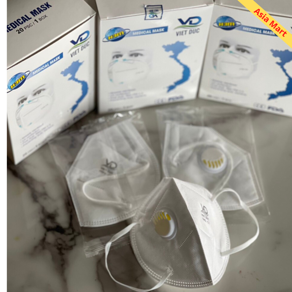 Khẩu trang N95 Việt Đức 5 lớp có van thở [Lẻ 5 chiếc], kháng khuẩn chống bụi mịn PM2.5 hiệu quả