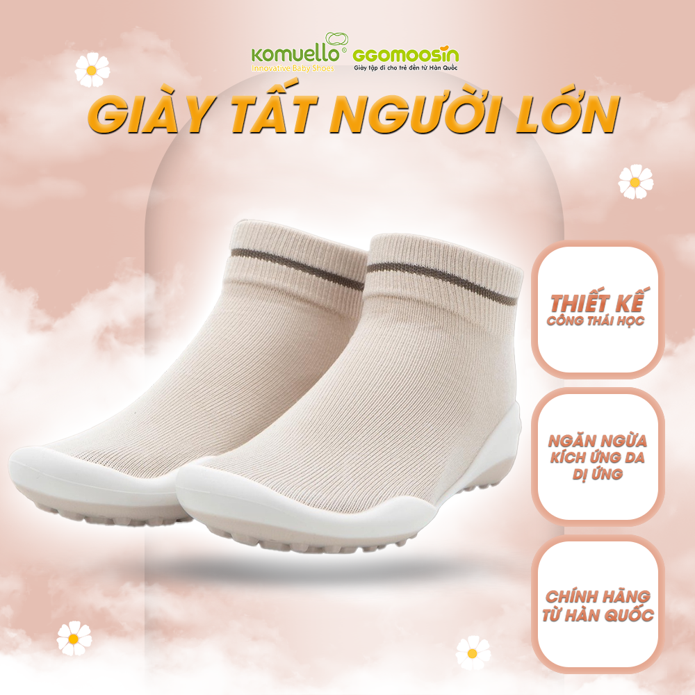 Giày tất người lớn - women shoe line beige
