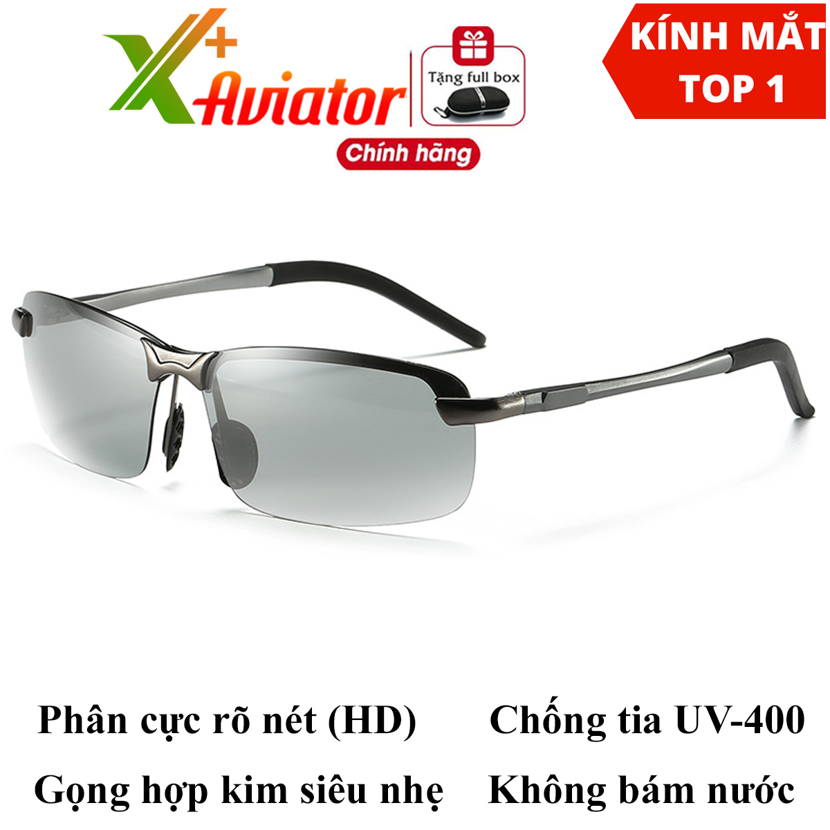 Kính đổi màu đi ngày và đêm, kính thời trang, gọng nhôm magie tròng polarized