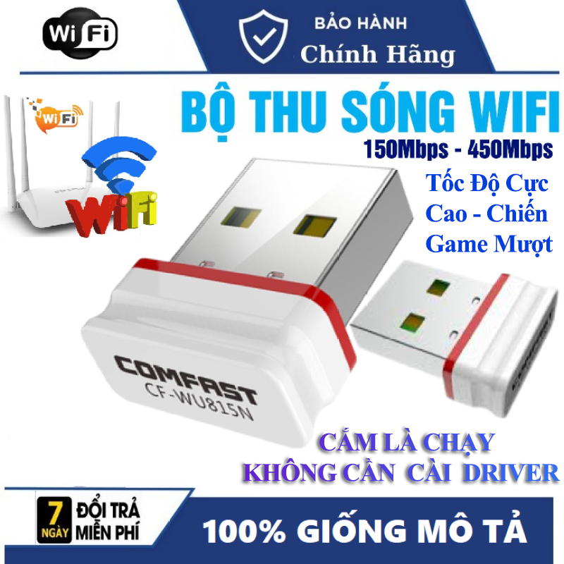 [Bảo Hành 12 Tháng] USB wifi cho máy tính bàn CẮM LÀ CHẠY KHÔNG CẦN CÀI ĐẶT - Card wifi PC tốc độ cao CF-WU815N