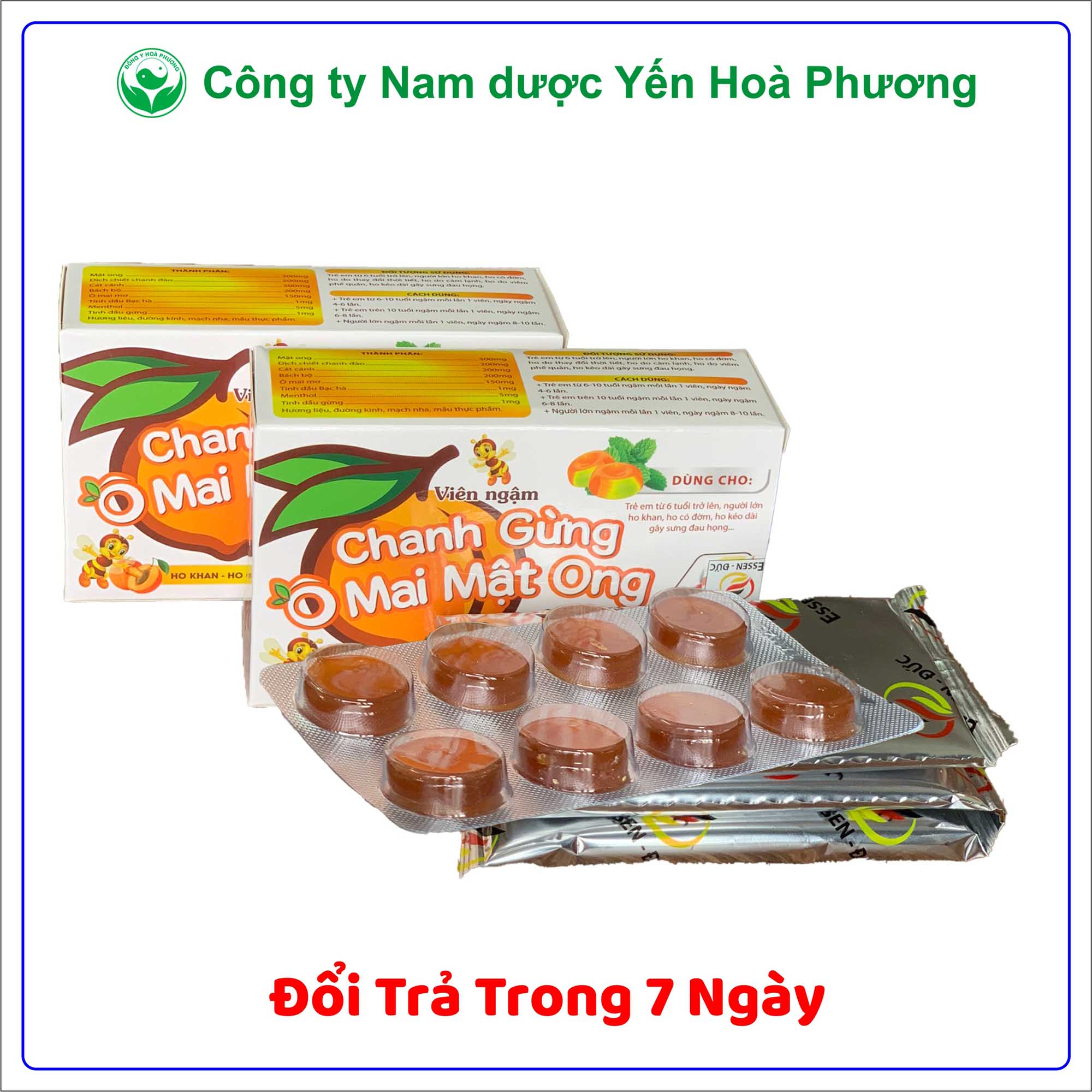 Viên ngậm ho Chanh Gừng ô mai mật ong nguồn gốc thảo dược, giảm ho, đau rát họng hộp 24 viên HP10B