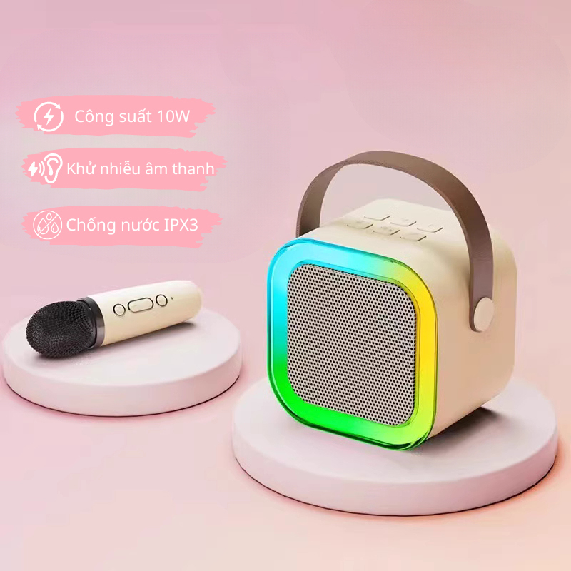 Loa Bluetooth Mini Karaoke Có Đèn Led Kèm Mic Không Dây Dễ Thương Chống Thấm Nước Hát Siêu Êm, Loa Bluetooth Mini Karaoke Có Đèn Led Kèm Mic Không Dây Dễ Thương Chống Thấm Nước Hát Siêu hay