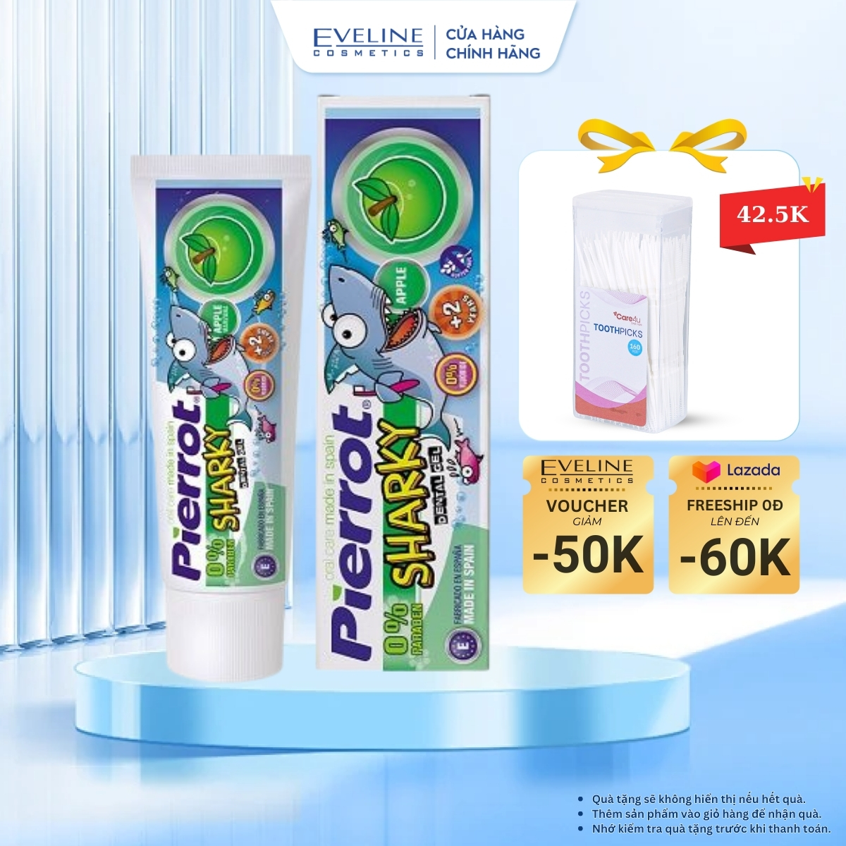 Gel đánh răng trẻ em Pierrot Sharky Calci hữu cơ hương táo 75ML