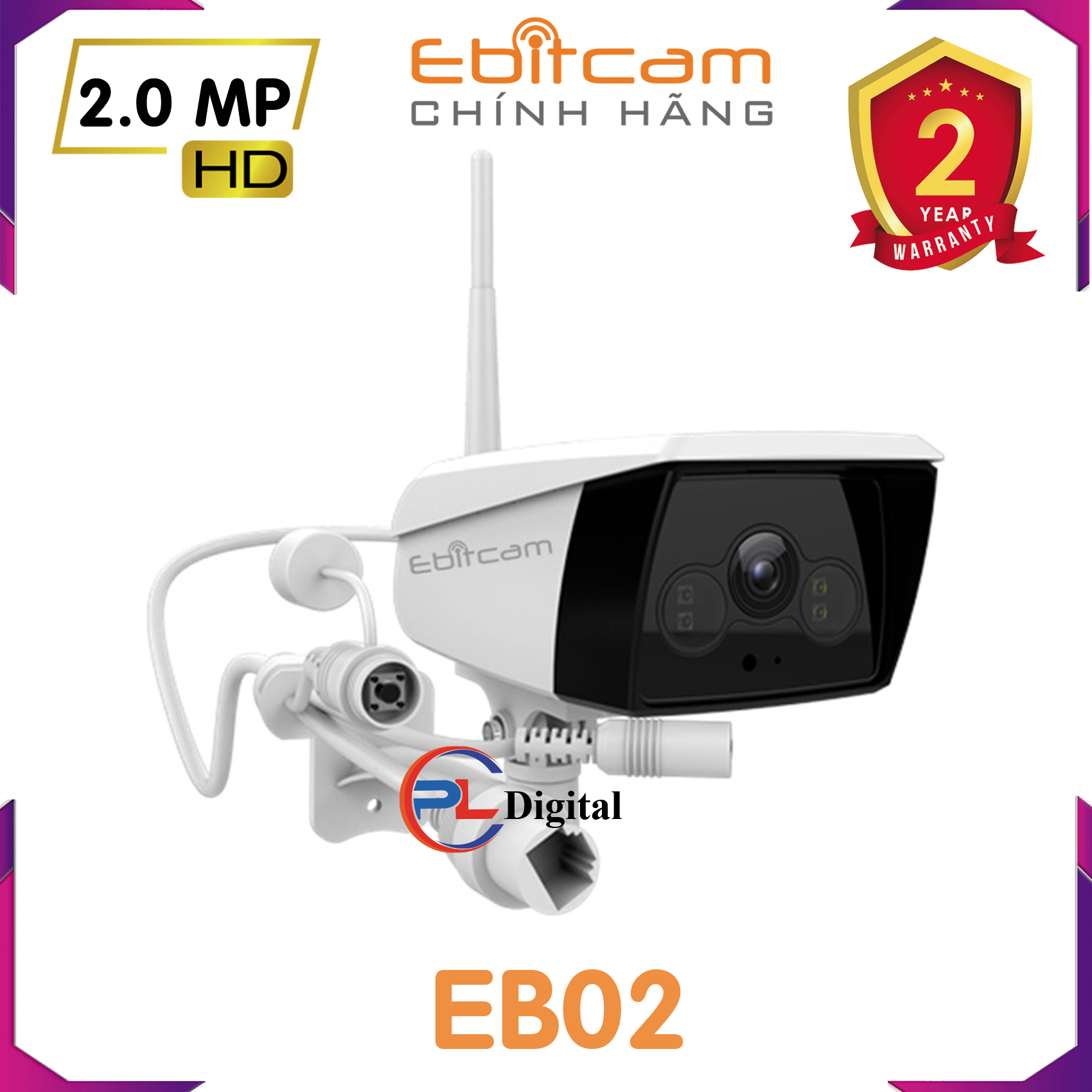 Camera ip wifi ngoài trời ebitcam eb02 full hd 1080p - hàng chính hãng