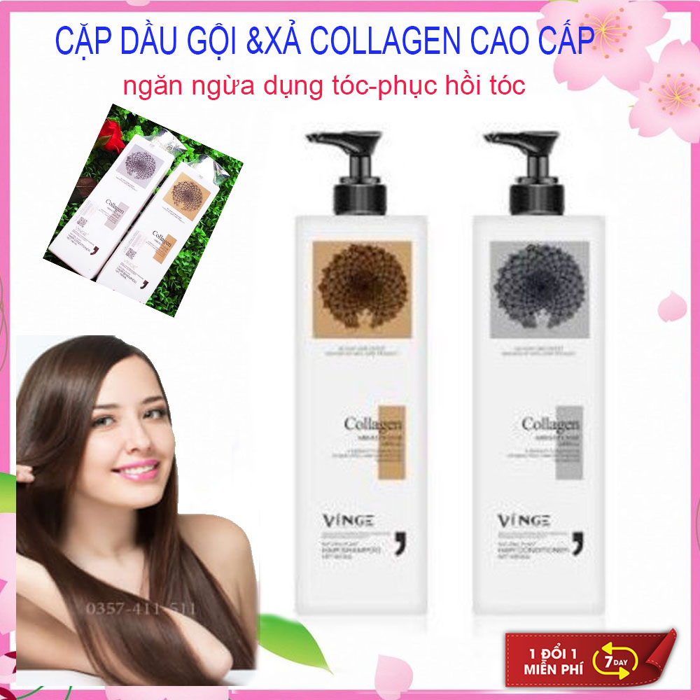 combo dầu xả collagen,dầu gội- xả collagen ,cặp dầu gội collagen ,xả sản phẩm hót Giúp Tóc Mềm Mượt và Chắc Khỏe , Sản Phẩm chăm Sóc Tóc Collagen VINGE Cao Cấp bảo hành 1 ĐỔI 1 - MUA NGAY
