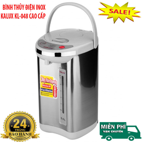 Bình thủy điện,bình đun nước siêu tốc bình thủy điện inox kalux kl-048 ruột bình inox 304 siêu bền,không gỉ an toàn cho sức khỏe,công suất 750w siêu tiết kiệm điện bh 12 tháng