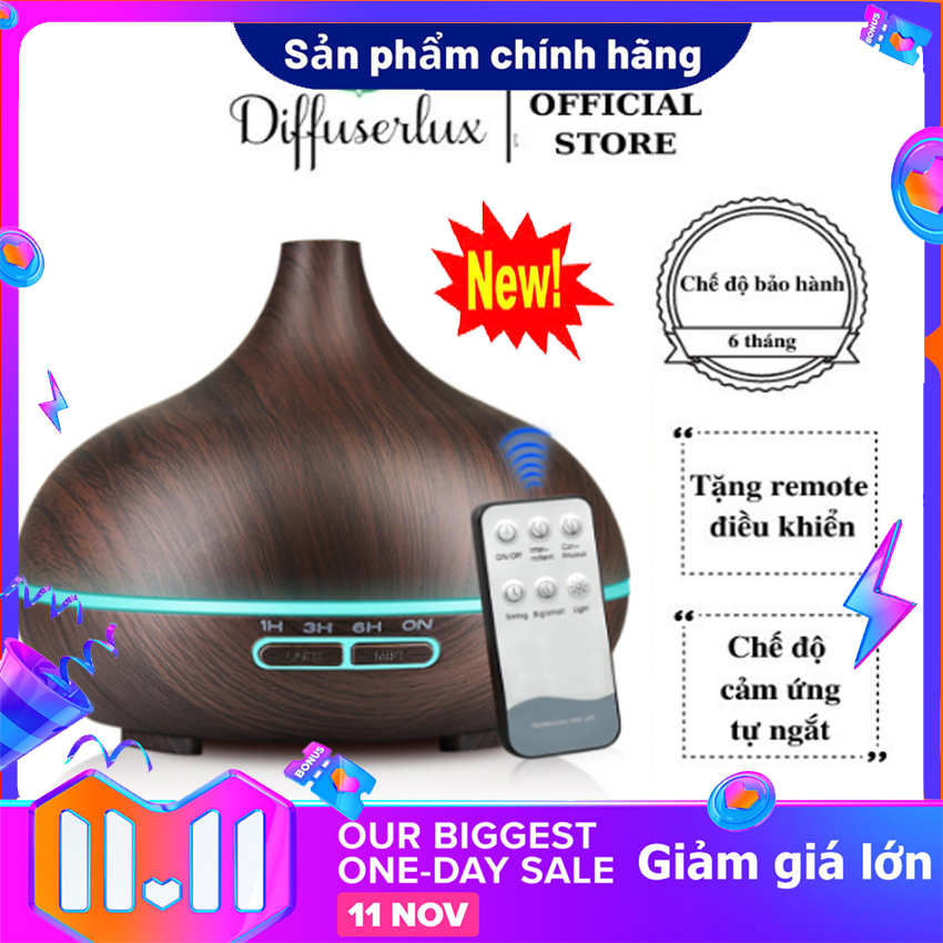 Máy phun sương tạo độ ẩm, khuếch tán tinh dầu vân gỗ cổ cao xông phòng thiên nhiên