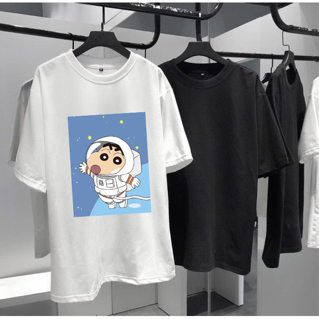 [HCM]ÁO PHÔNG TRẮNG CHẤT LIỆU COTTON VẢI MỊN MÁT IN HÌNH CẬU BÉ SHIN PHI HÀNH GIA CỰC DỄ THƯƠNG