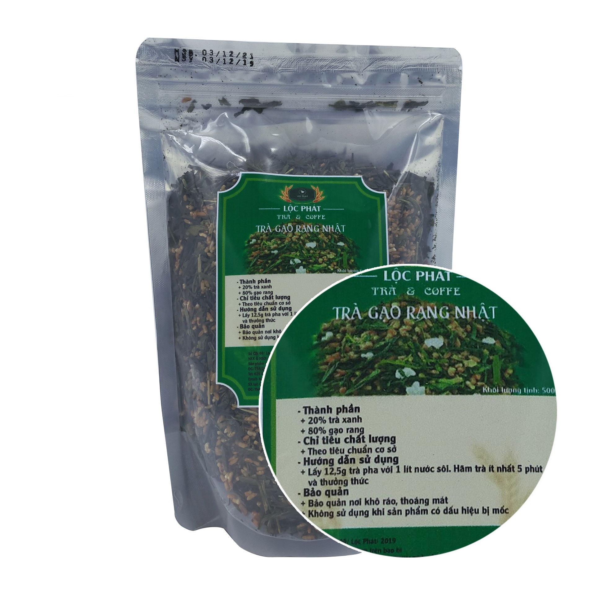 Trà gạo Nhật rang Lộc Phát gói 500g - trà gạo, trà nhật, gạo rang, trà lộc phát - Gia store