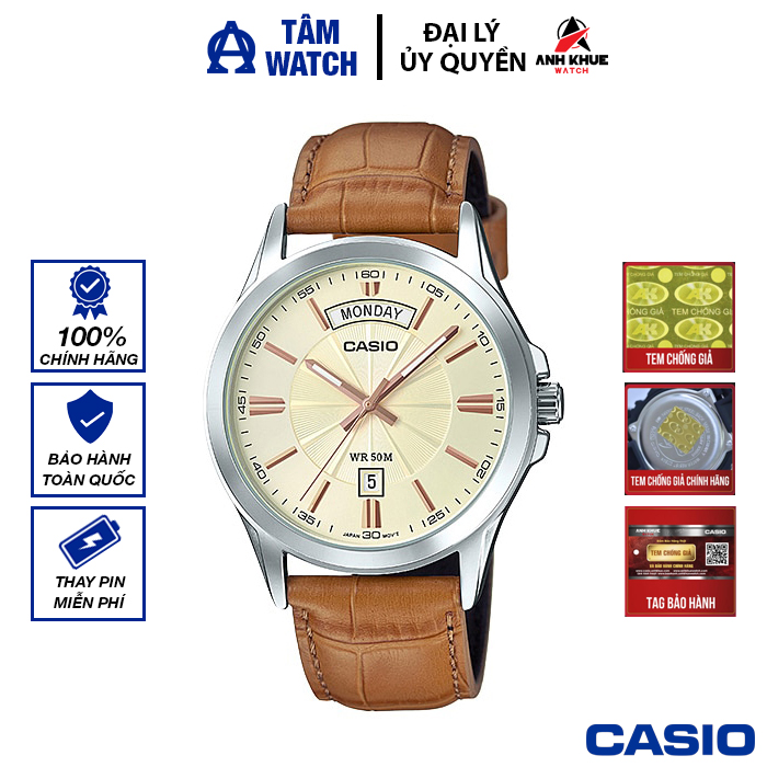 Đồng hồ nam dây da Casio Standard chính hãng Anh Khuê MTP-1381L-9AVDF (39mm)