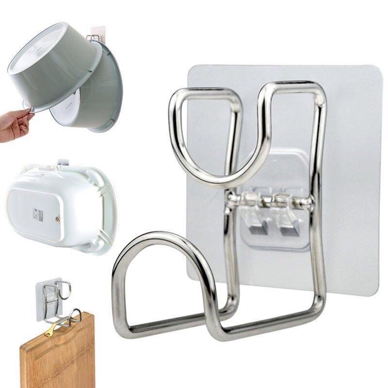 Móc treo thau chậu rồ inox dán tường đa năng