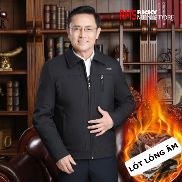 Áo Khoác Nam Trung Niên Lót Lông Cho Bố - Áo Khoác Trung Niên Kéo Khóa Sang Trọng