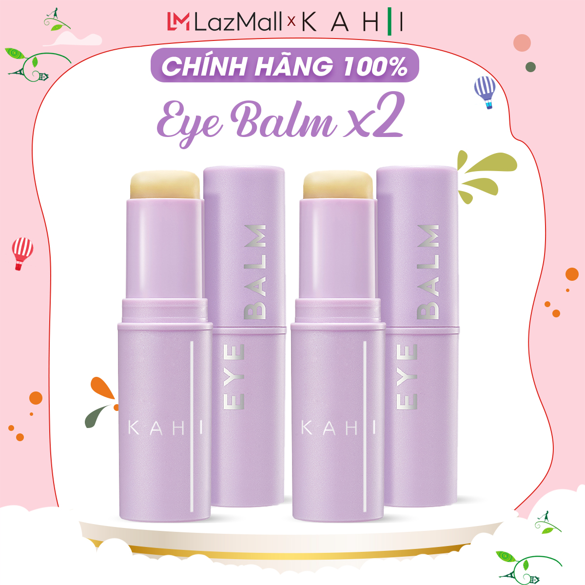 Combo 2 thỏi sáp dưỡng ẩm kahi eye balm - cải thiện quầng thâm mắt 9g